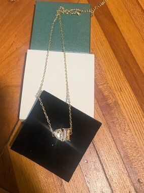 Gold Crystal Pendant Necklace - Elegant Women's Necklace